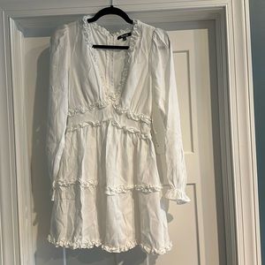 Long sleeve white ruffle dress